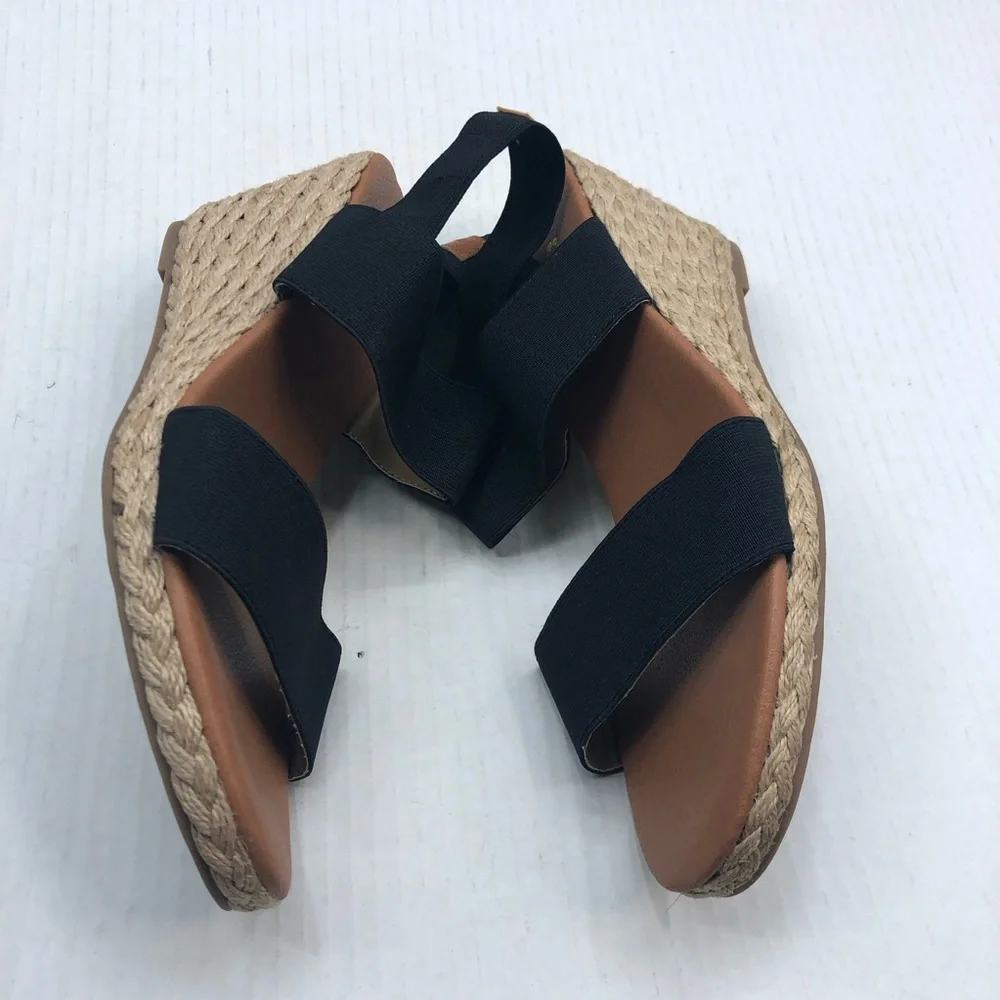 Tommy Bahama Wedges Womens 10 Sakura Elastic Espadrille Sandals Shoes Black